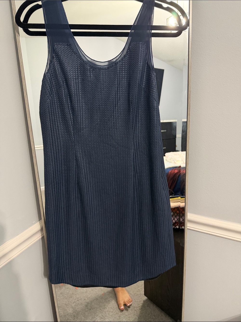 rag & bone Navy Textured Scoop Tank Mini Dress